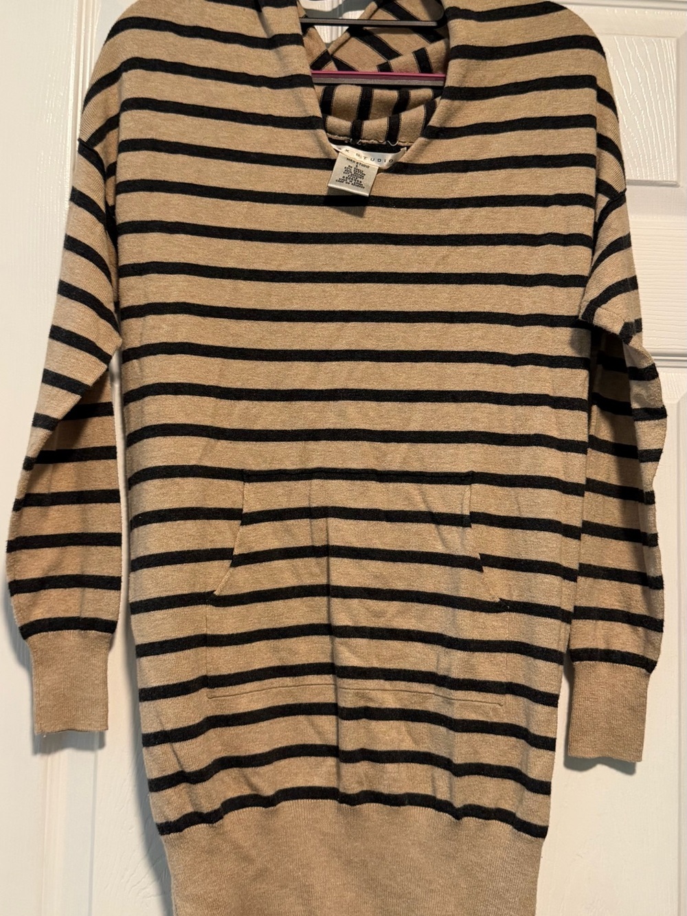 Max Studio Tan and Black Striped Sweater dress Small